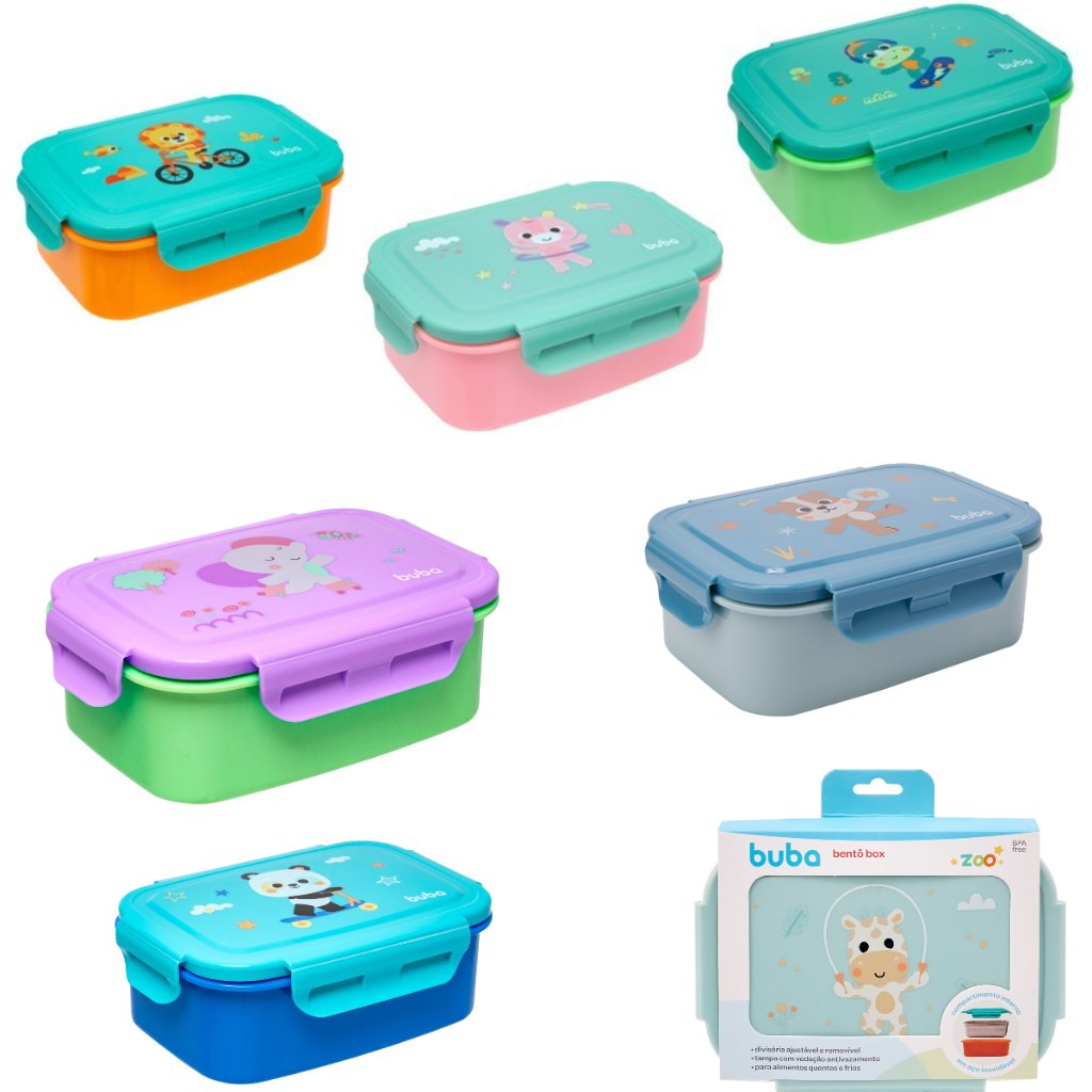 Bentô Box Infantil Inox Buba 600ml com Divisórias e Travas