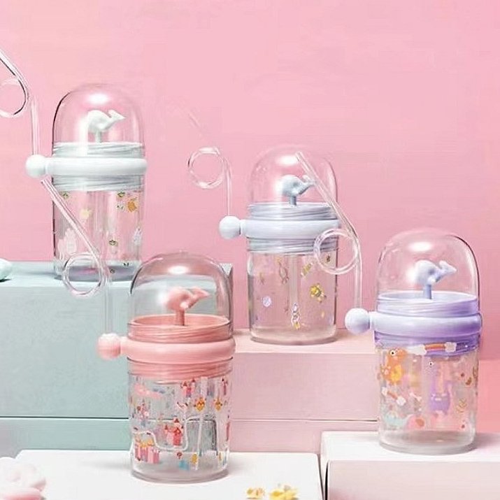 Copo Com Canudo Infantil Personagem Plástico Baleia - Promoção !