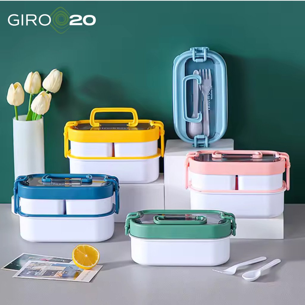 Marmita Fitness Organizadora 1100ml com 3 Divisórias e Kit Talheres | Pote Hermético Seguro para Micro-ondas, Freezer e Geladeira