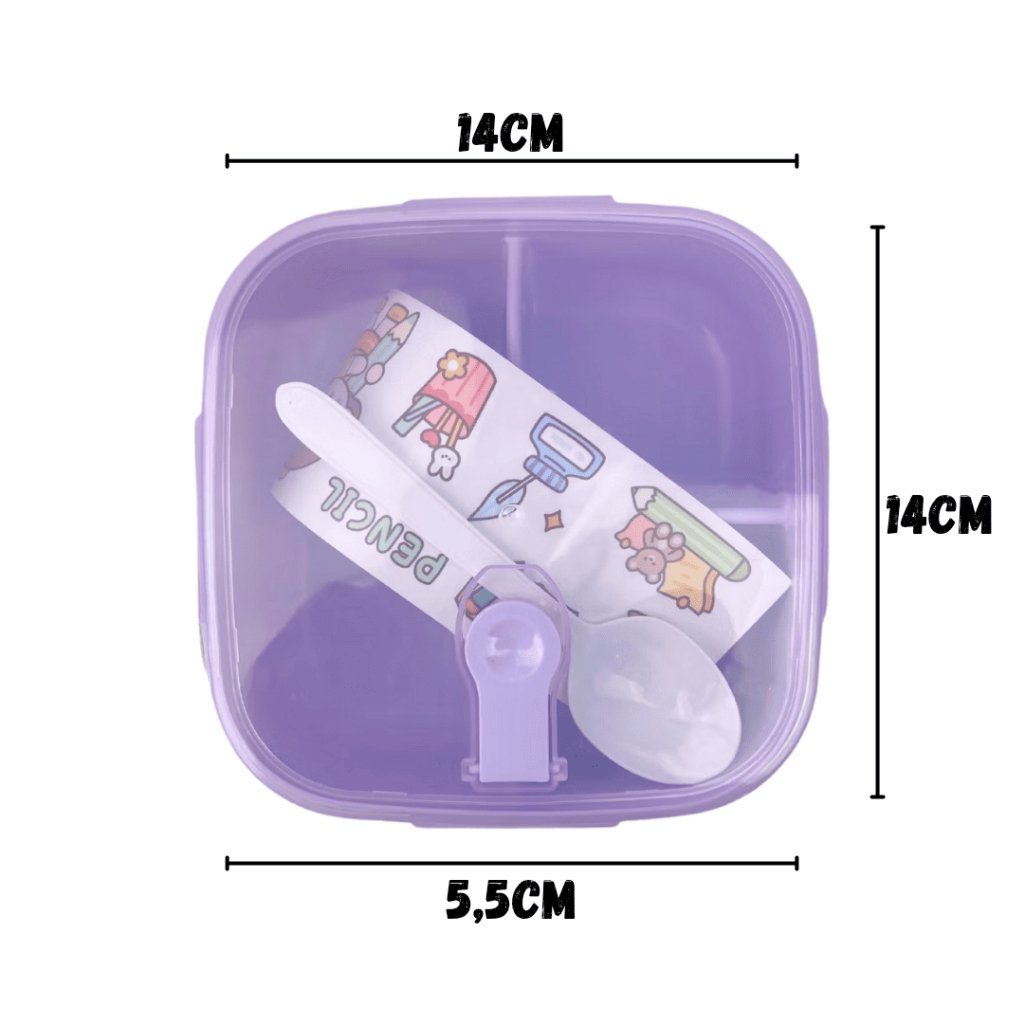 Marmita Infantil Quadrada c/3 divisorias e colher 700ml