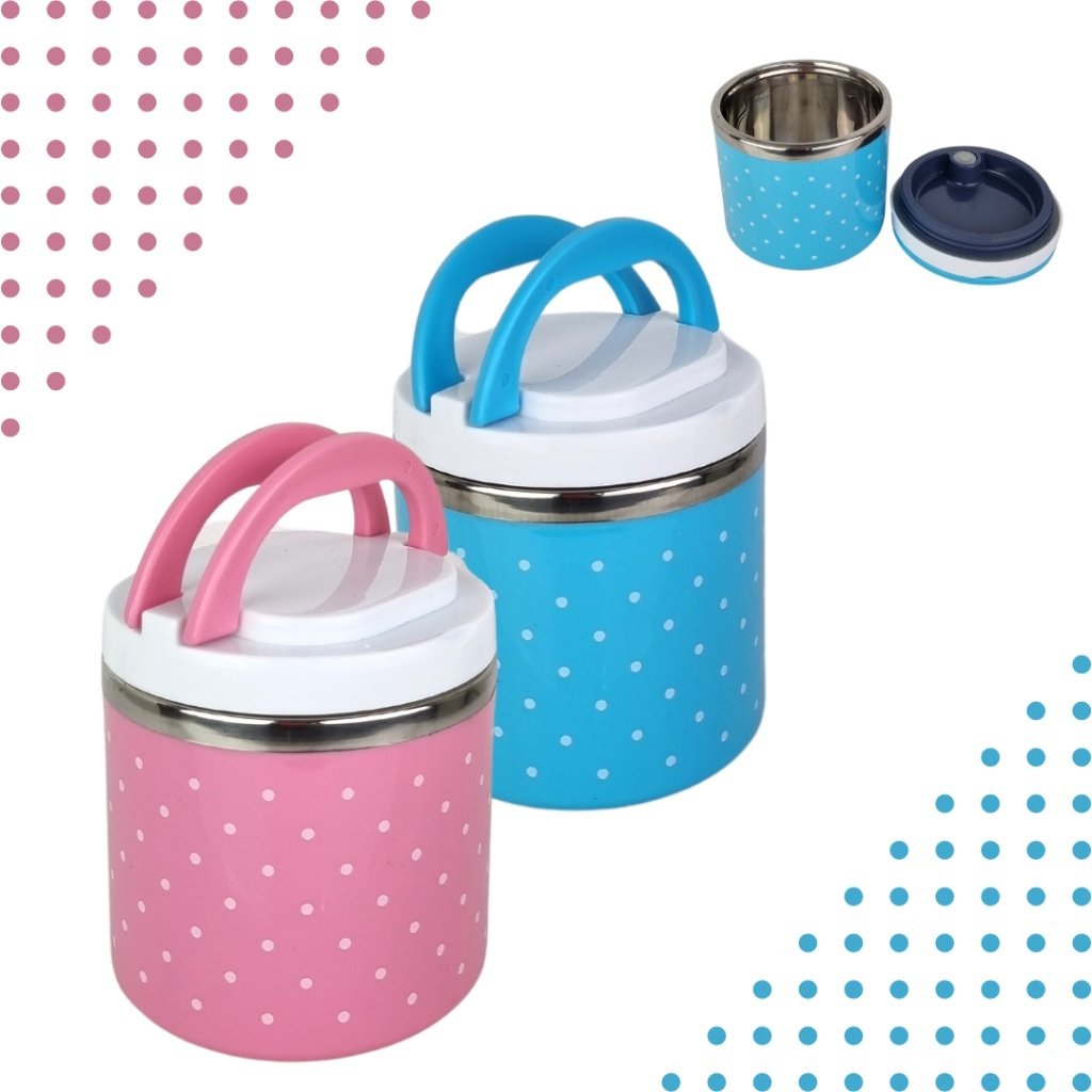 Pote Marmita Térmico De Plástico Com Inox E Vedação 450ml 11x11cm Prático E Fácil Top Útil